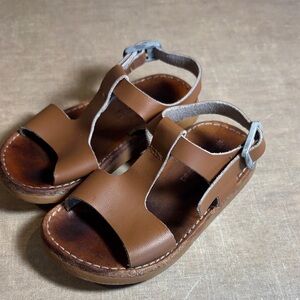 Classic Brown Leather Kids Sandals